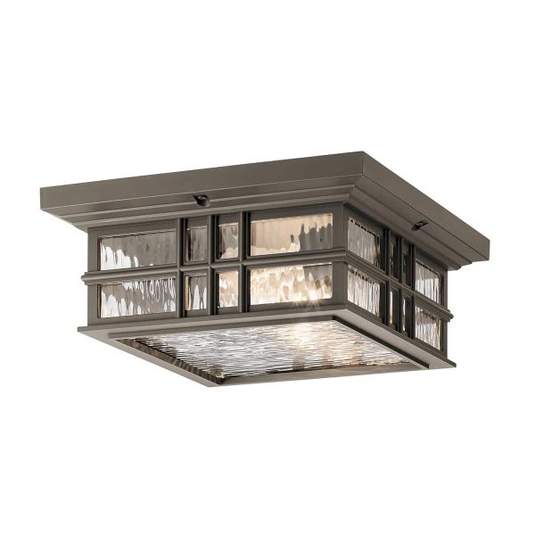 Kichler Beacon Square 2 light flush porch ceiling lantern in olde bronze