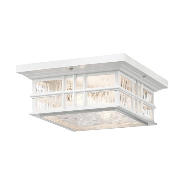 Kichler Beacon Square 2 light flush porch ceiling lantern in white