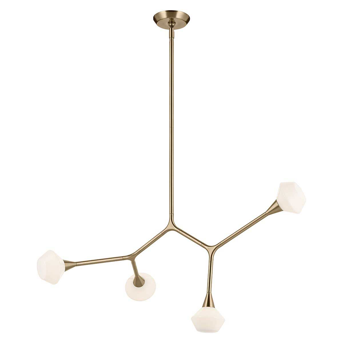 Cassius Champagne Bronze 4 Light Chandelier with Opal Glass