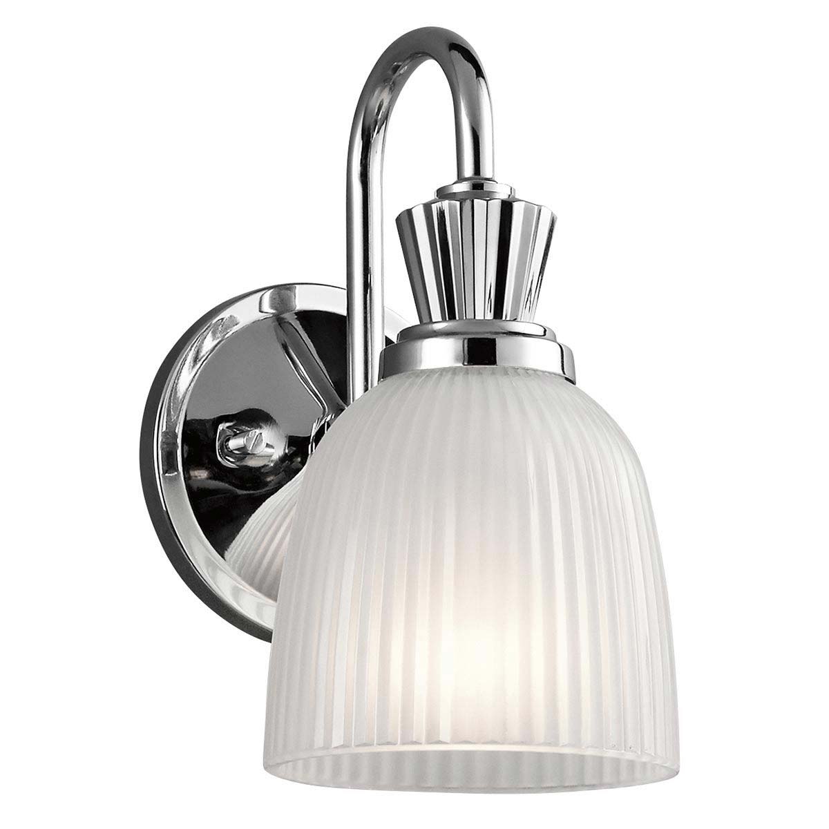 Kichler Cora Chrome 1 Light Bathroom Wall Light Ribbed Opal Glass IP44