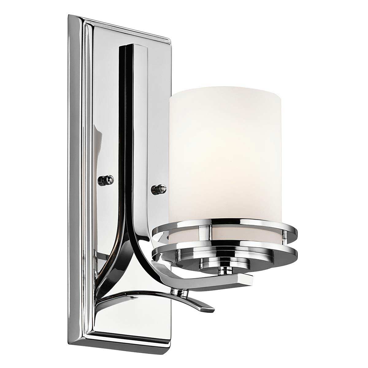 Kichler Hendrik Polished Chrome 1 Light Bathroom Wall Light Opal Glass IP44