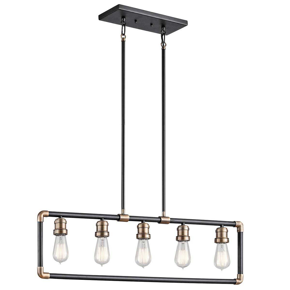Kichler Imahn 5 Light Linear Chandelier Bar Pendant Black With Brass