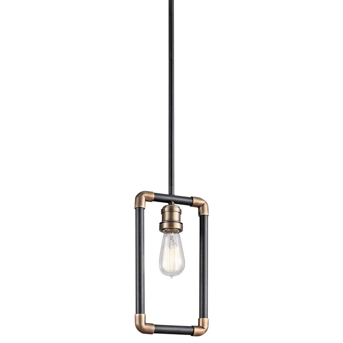 Kichler Imahn 1 Light Mini Pendant Ceiling Light Black With Natural Brass