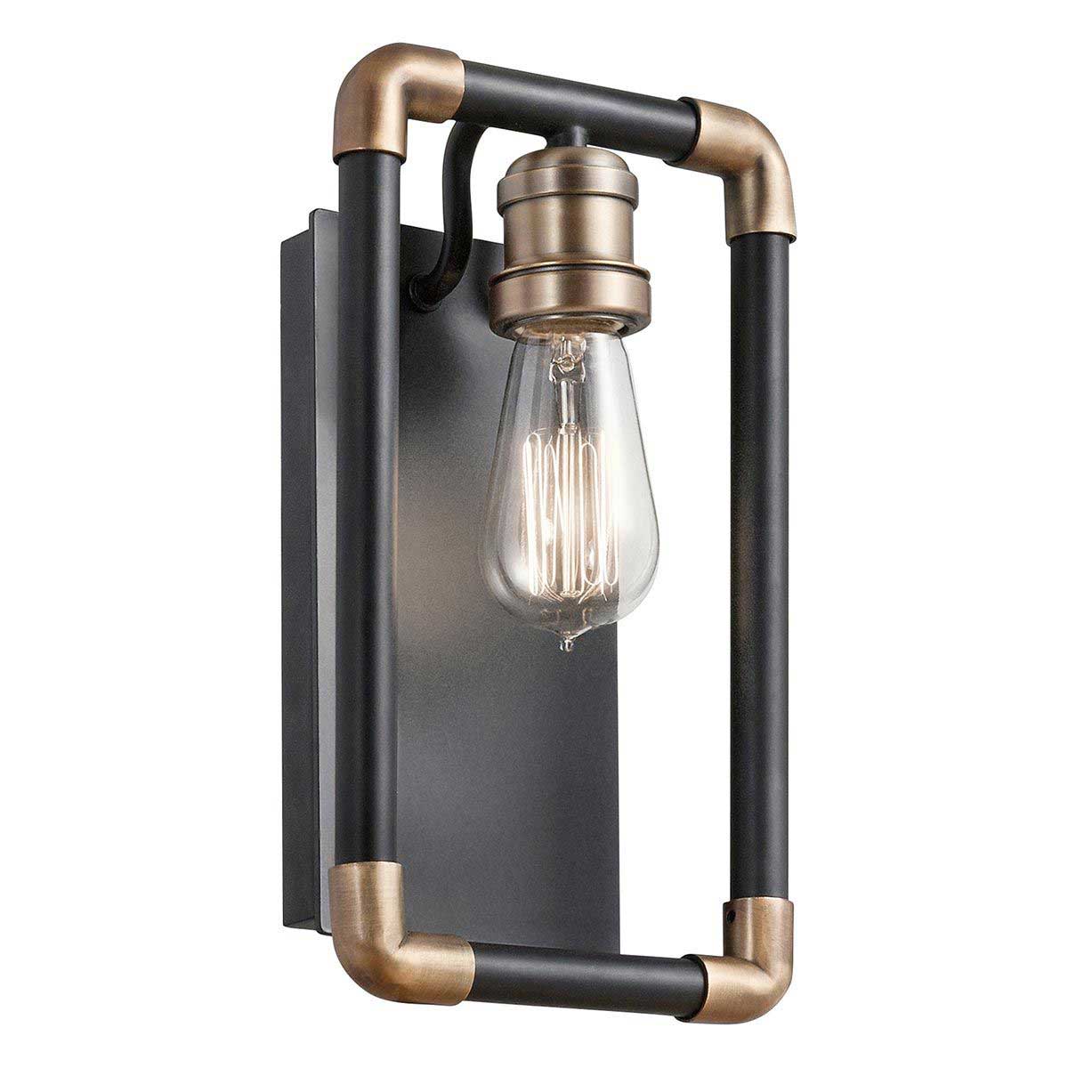 Kichler Imahn 1 Light Wall Light Black With Natural Brass Industrial