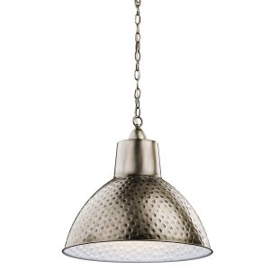 Kichler Missoula 1 light medium pendant in antique pewter, main image on white background.