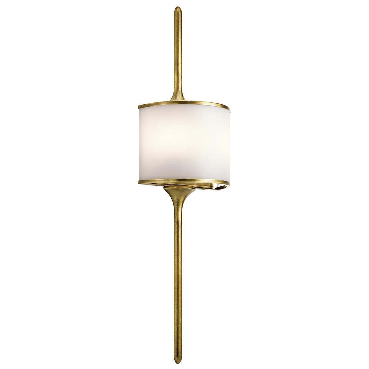 Kichler Mona Large 2 LED Bathroom Wall Light Natural Brass Opal Glass