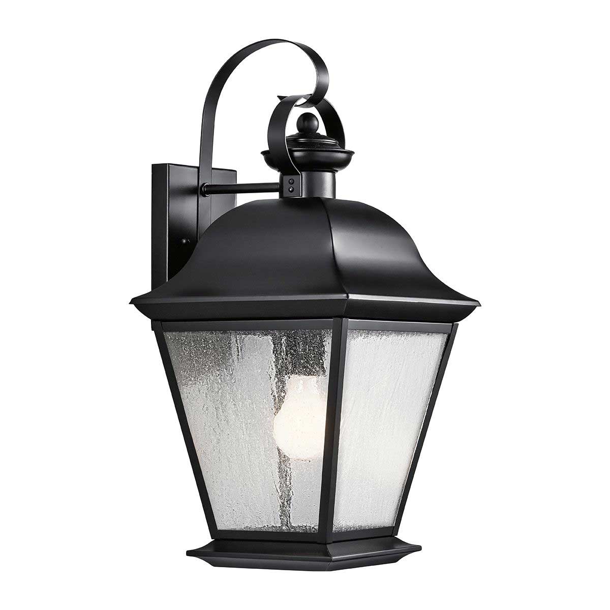 Mount Vernon Large Black Exterior Wall Lantern Seeded Glass