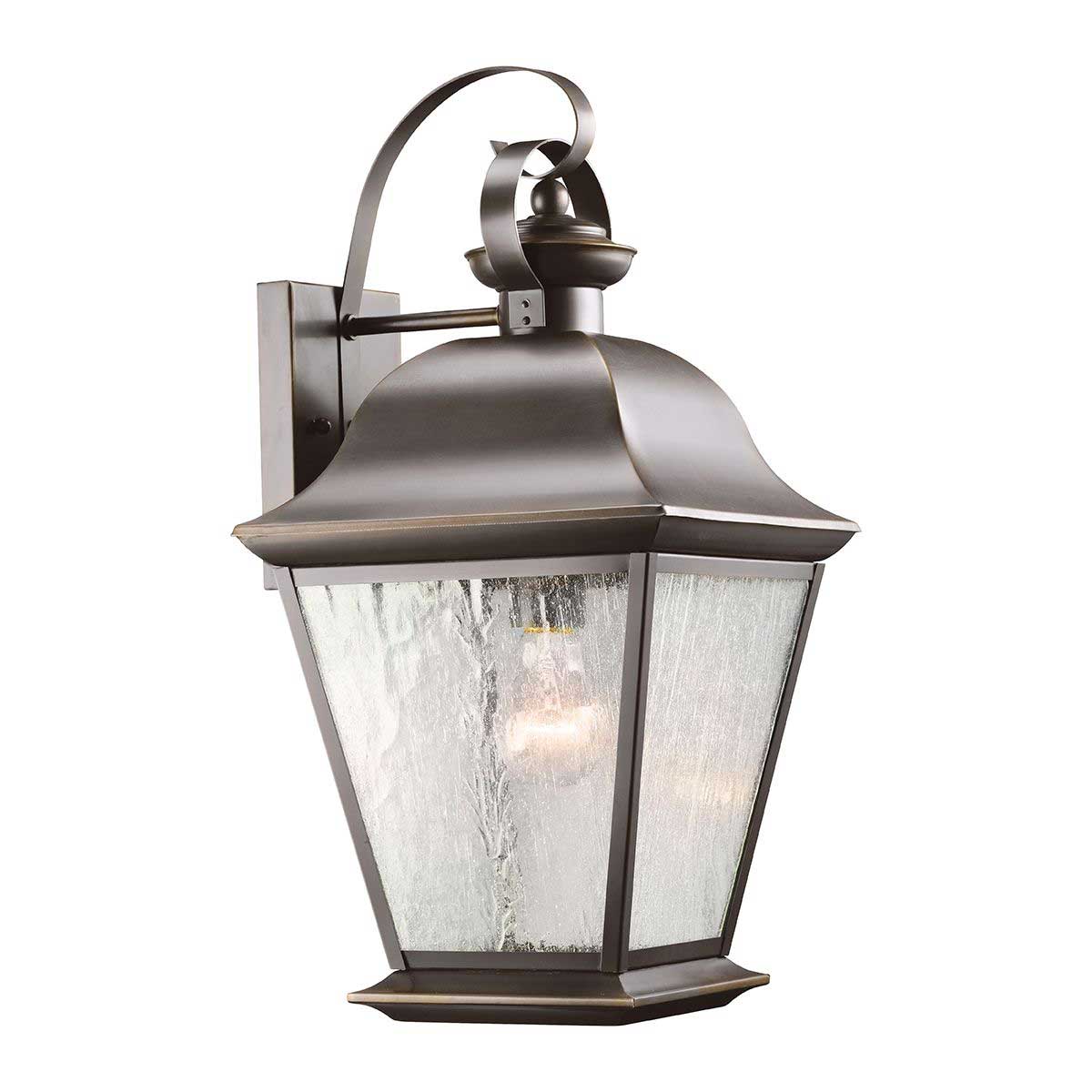 Mount Vernon Large Exterior Wall Lantern Old Bronze Seeded Glass