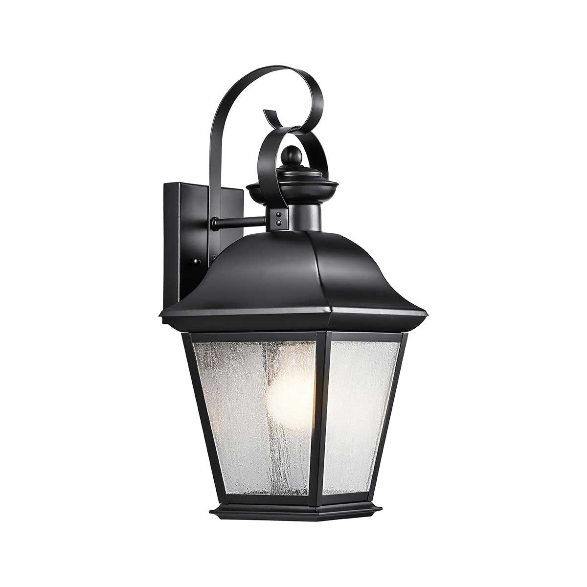 Mount Vernon Medium Black Exterior Wall Lantern Seeded Glass