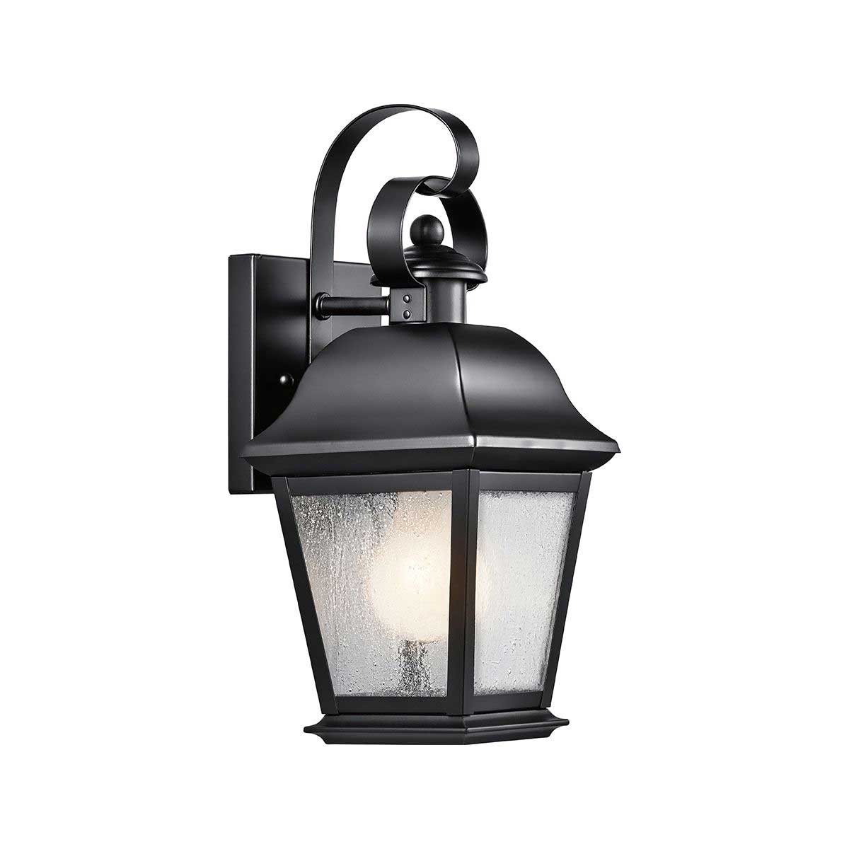 Mount Vernon Small Black Exterior Wall Lantern Seeded Glass