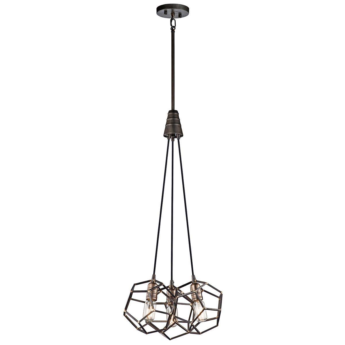 Kichler Rocklyn 3 Light Pendant Cluster Vintage Industrial Style Raw Steel