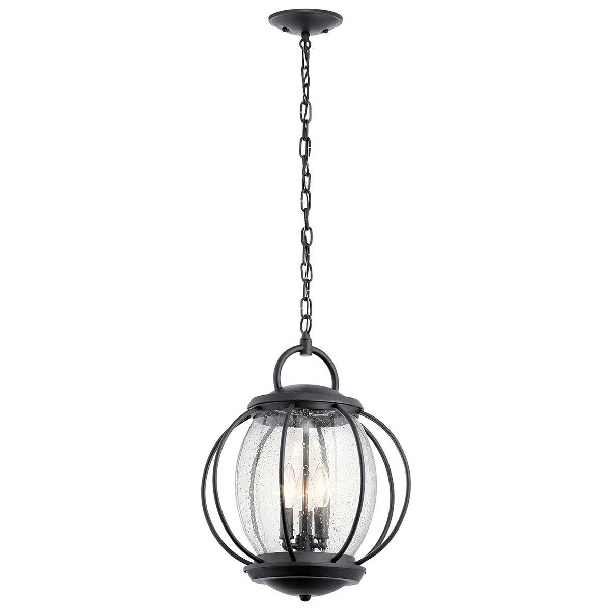 Kichler Vandalia 3 Light Medium Hanging Outdoor Porch Lantern Black