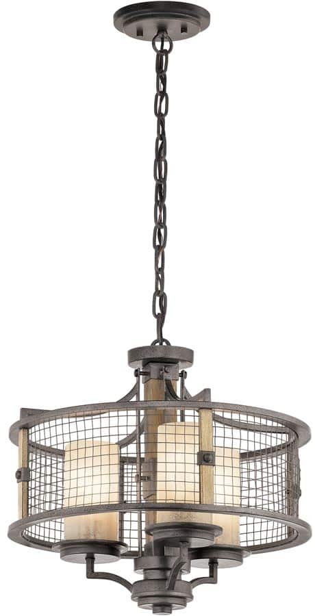 Kichler Ahrendale Iron 3 Light Dual Mount Rustic Chandelier