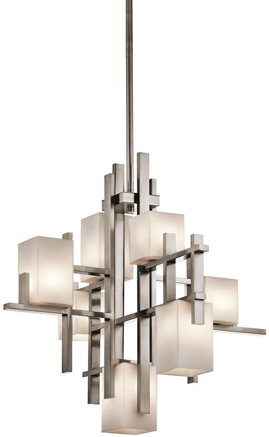 Kichler City Lights 7 Light Contemporary Cube Chandelier Classic Pewter