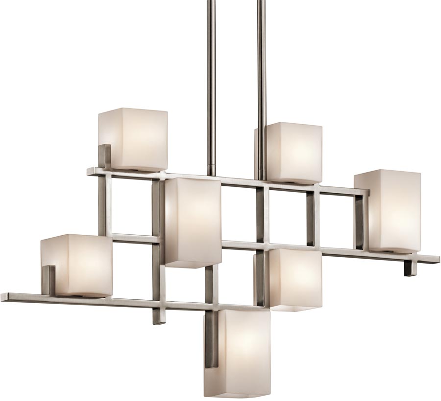 Kichler City Lights 7 Light Contemporary Linear Chandelier Classic Pewter