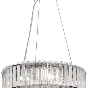 Kichler Crystal Skye 6 Light Pendant Chandelier Polished Chrome IP44