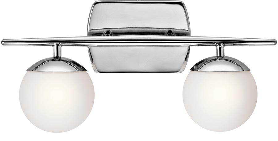 Kichler Jasper Polished Chrome 2 Light Bathroom Wall Light Opal Globes