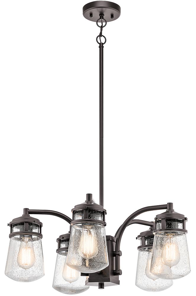 Kichler Lyndon 5 Light Outdoor Porch Chandelier Architectural Bronze