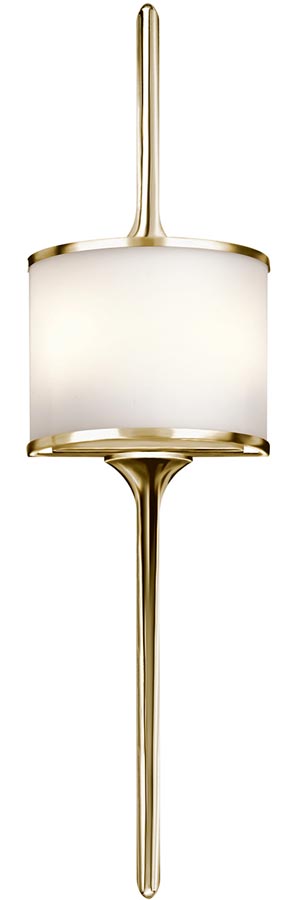 Kichler Mona Large 2 LED Bathroom Wall Light Polished Brass Opal Glass