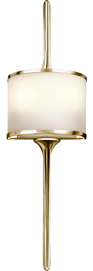 Kichler Mona Small 2 LED Bathroom Wall Light Polished Brass Opal Glass