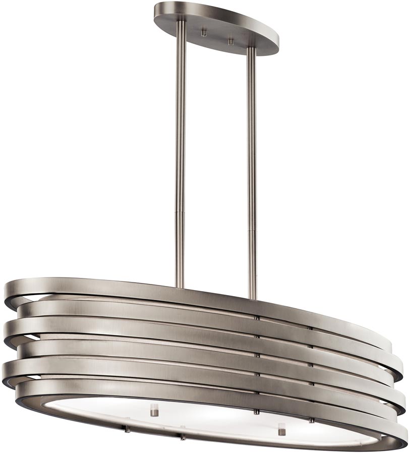 Kichler Roswell Large Oval 3 Light Island Pendant Brushed Nickel