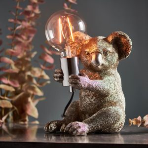 Koala 1 light detailed resin animal table lamp in vintage silver main image