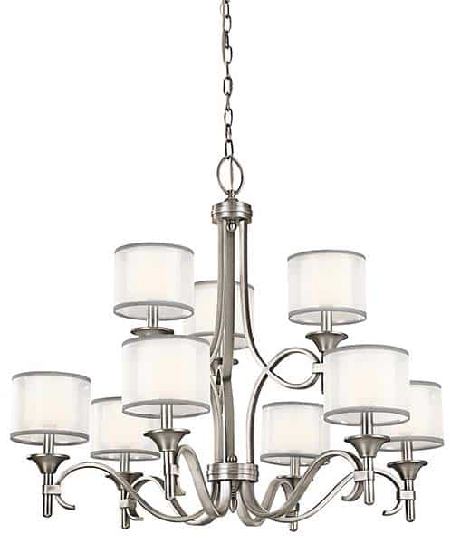 Image of the Lacey 9 light chandelier with shades