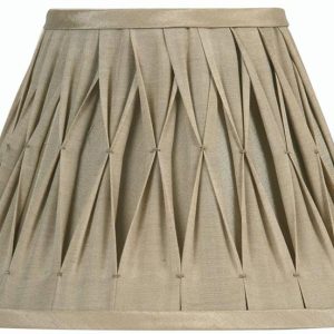 Pinch Pleated 14 inch Sand Faux Silk Lamp Shade