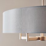 Large Contemporary 5 Arm Pendant Ceiling Light Matt Nickel Grey Shade