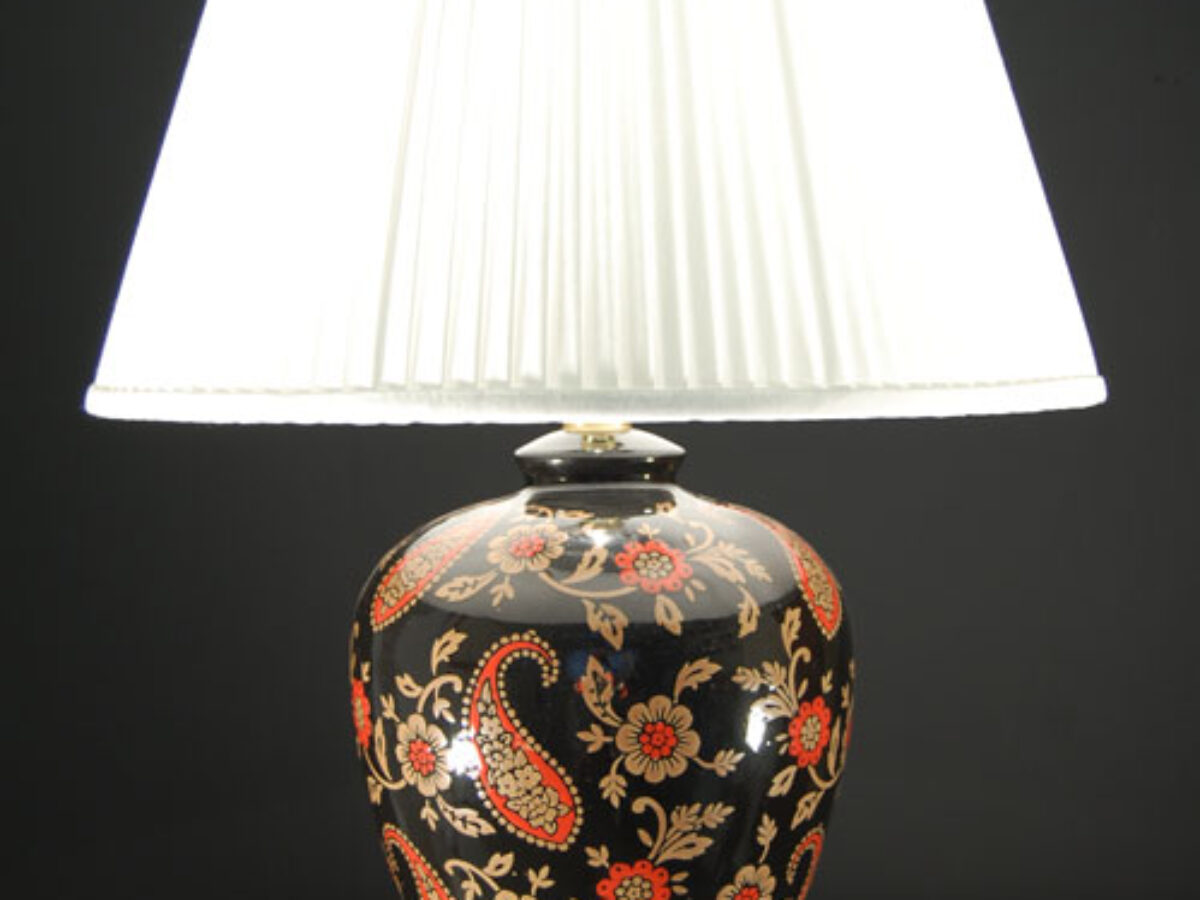 Oriental Red And Gold Paisley Ceramic, Red Table Lamp Bases Uk