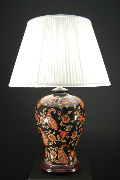 Oriental Red And Gold Paisley Ceramic Table Lamp Base Only