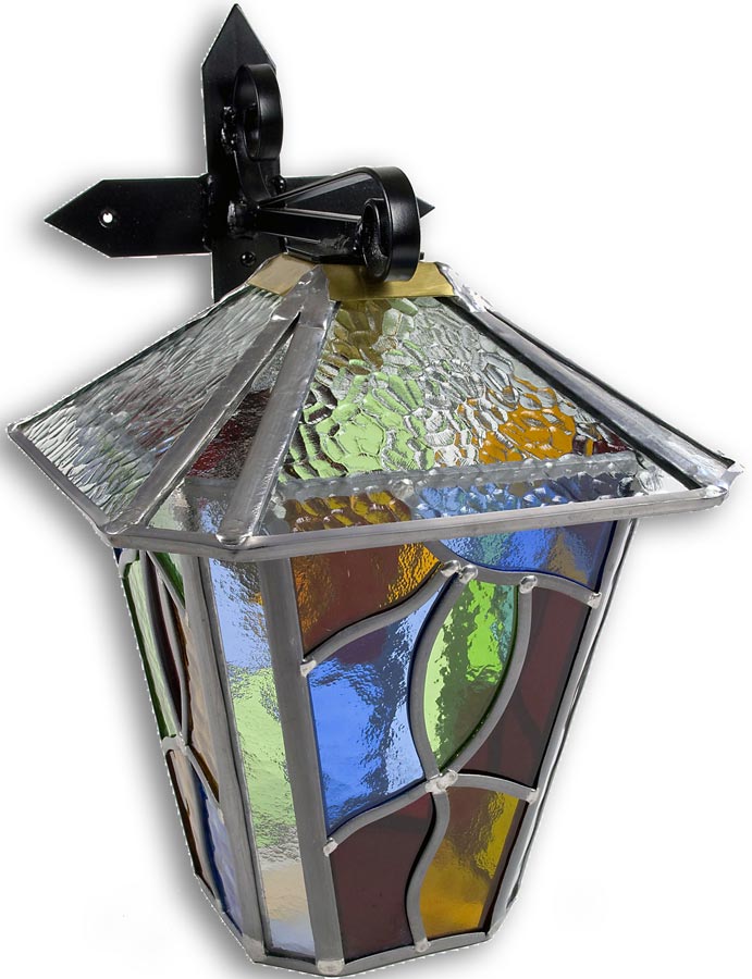 Chepstow Large Multi Coloured Leaded Glass Outdoor Wall Lantern