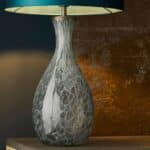 Large White And Clear Textured Artisan Glass Table Lamp Base Only
