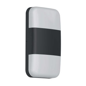Elstead Lars 14W LED bulkhead wall light in black on white background.