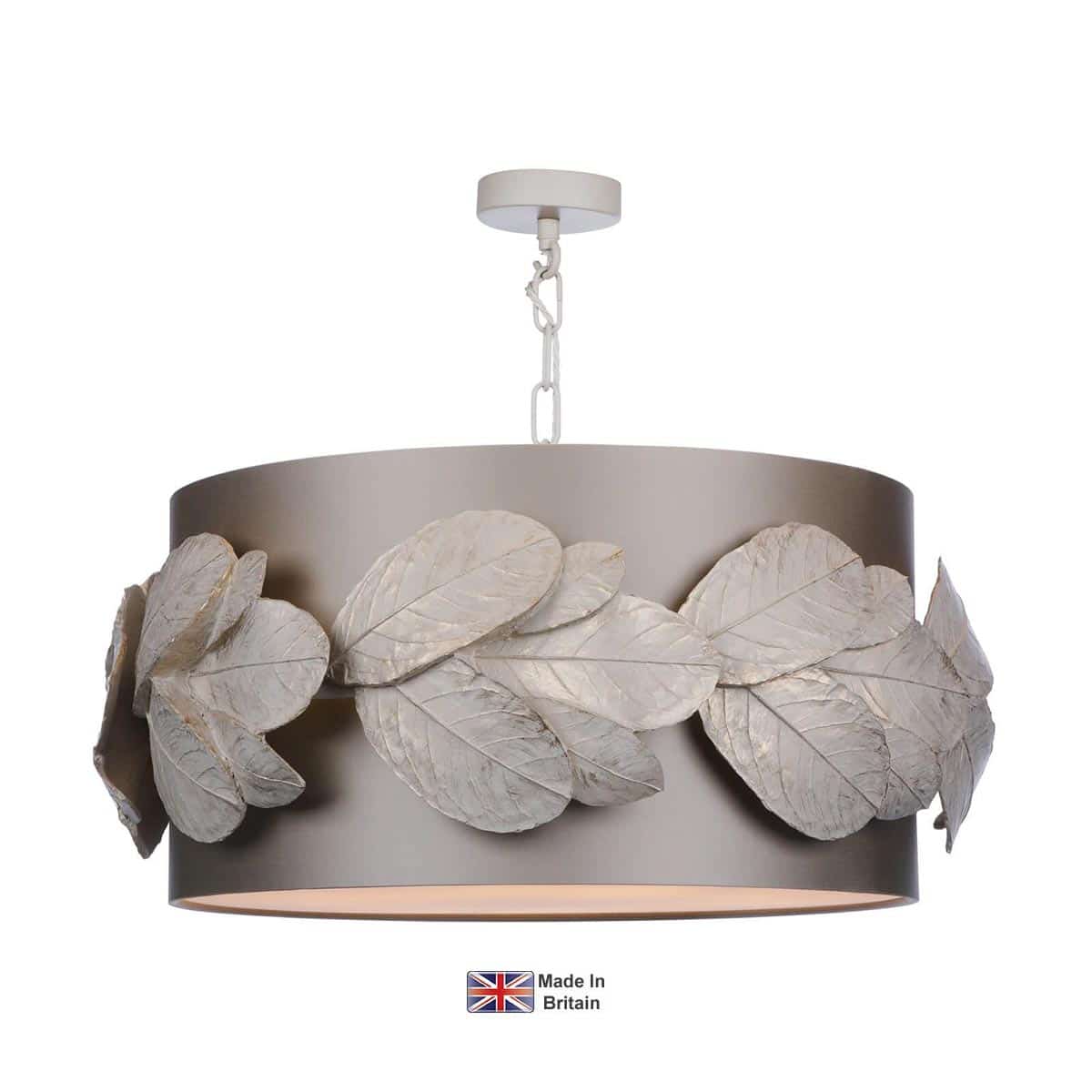 Laurel Leaf 4 Light Pendant Cream / Gold Bespoke Shade