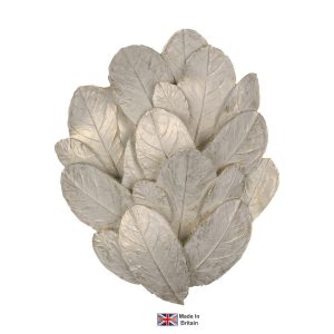 Laurel leaf handmade single wall washer light in cream and gold on white background lit