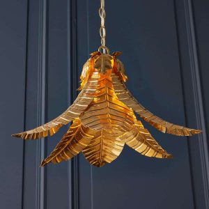 Layered leaf 1 light pendant in distressed gold main image