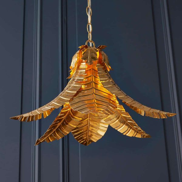 Layered leaf 1 light pendant in distressed gold main image