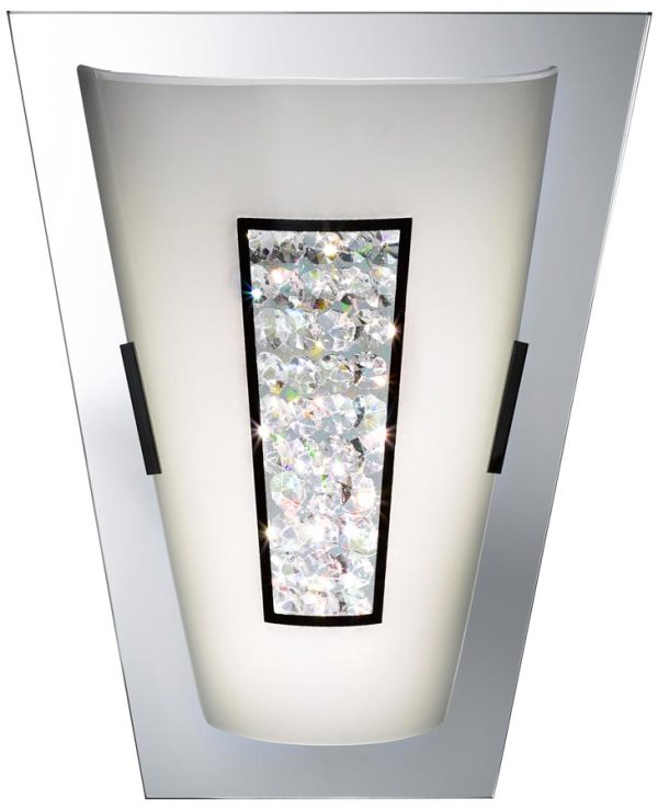 Polished Chrome 8w LED Bathroom Wall Light Crystal Inset IP44