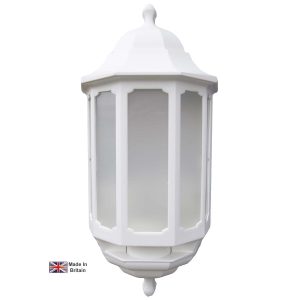 Dual light level LED outdoor wall PIR half wall lantern in white