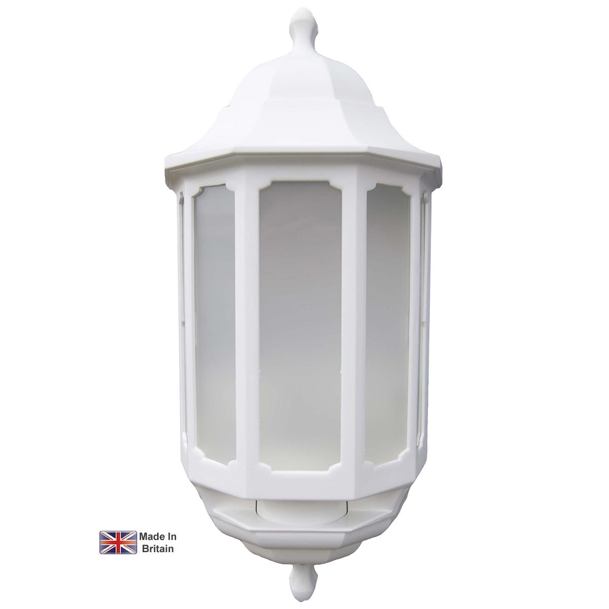 Dual Light Level LED Outdoor PIR Wall Half Lantern White