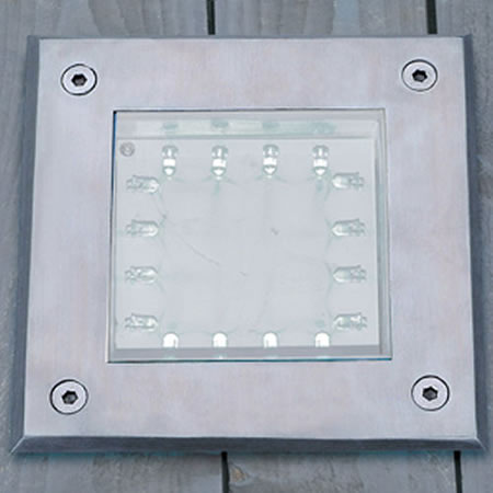Square Stainless Steel White LED Deck Walkover Light