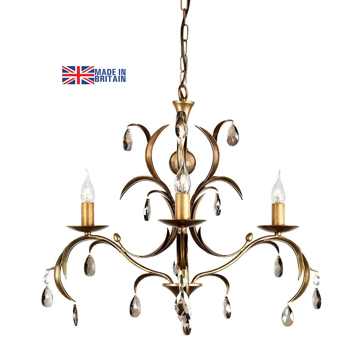 Elstead Lily Italian Style 3 Light Chandelier Metallic Bronze