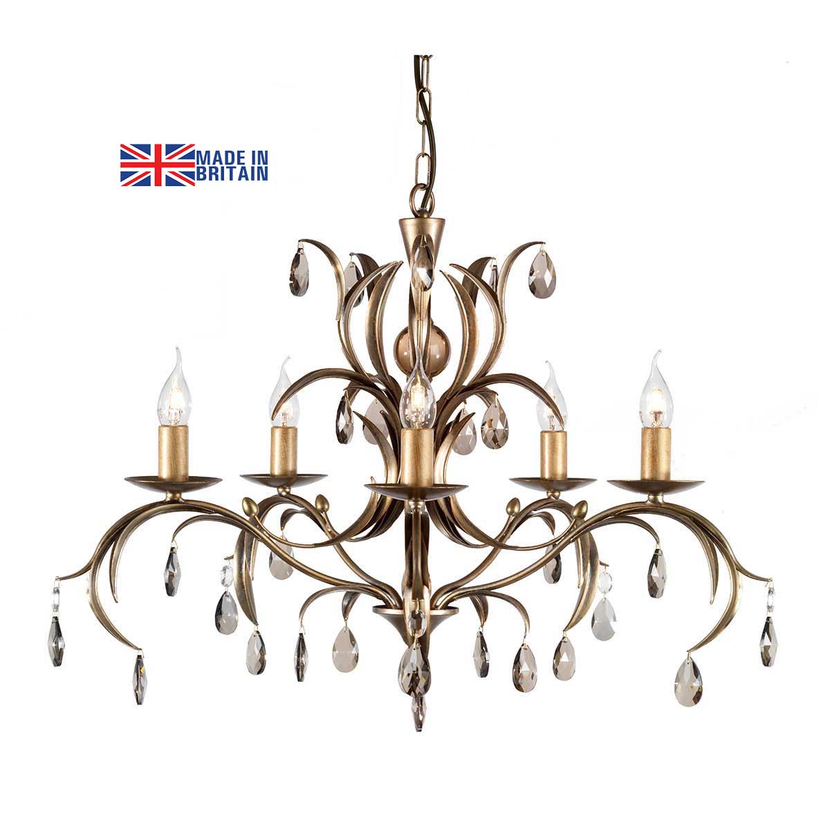 Elstead Lily Italian Style 5 Light Chandelier Metallic Bronze