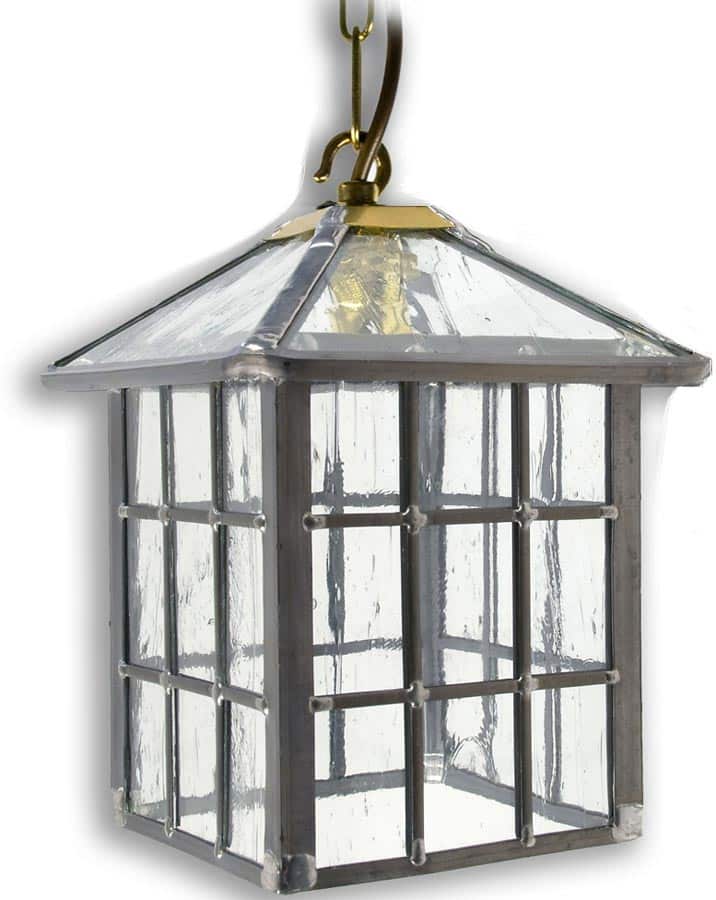 Ludlow Gothic Clear Rippled Leaded Glass Hanging Outdoor Porch Lantern