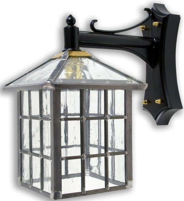 Ludlow Gothic Clear Rippled Leaded Glass Square Outdoor Wall Lantern