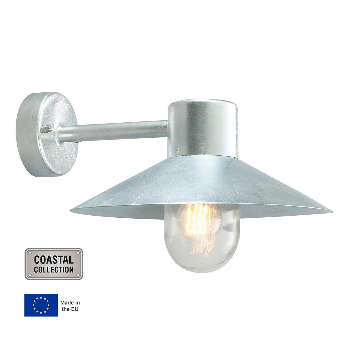 Norlys Lund 1 Lamp Outdoor Wall Light Galvanised IP55