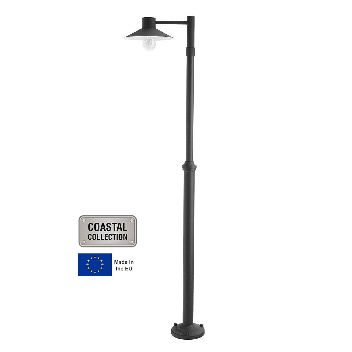 Norlys Lund Single Head Outdoor Lamp Post Black IP55