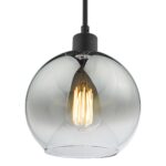 Lycia 1 Light Single Ceiling Pendant Matt Black Smoked Glass