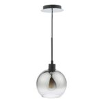 Lycia 1 Light Single Ceiling Pendant Matt Black Smoked Glass